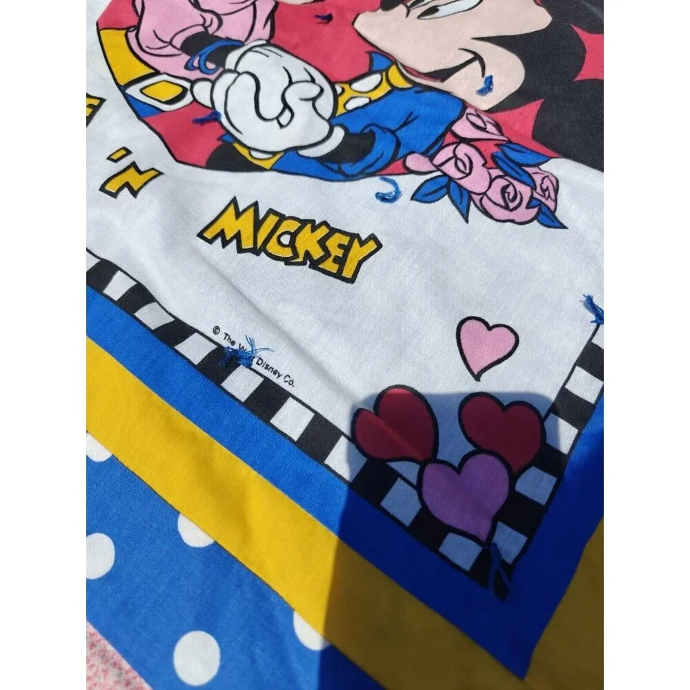Vintage Mickey Minnie Mouse Quilt Disney Baby Crib Blanket Comforter 48